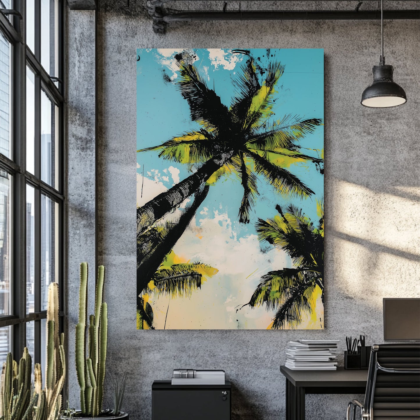 palm tree graffiti tropical wall art