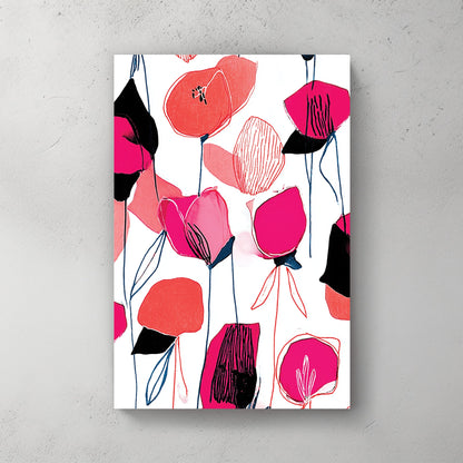 colourful floral wall art with pink and red flowers