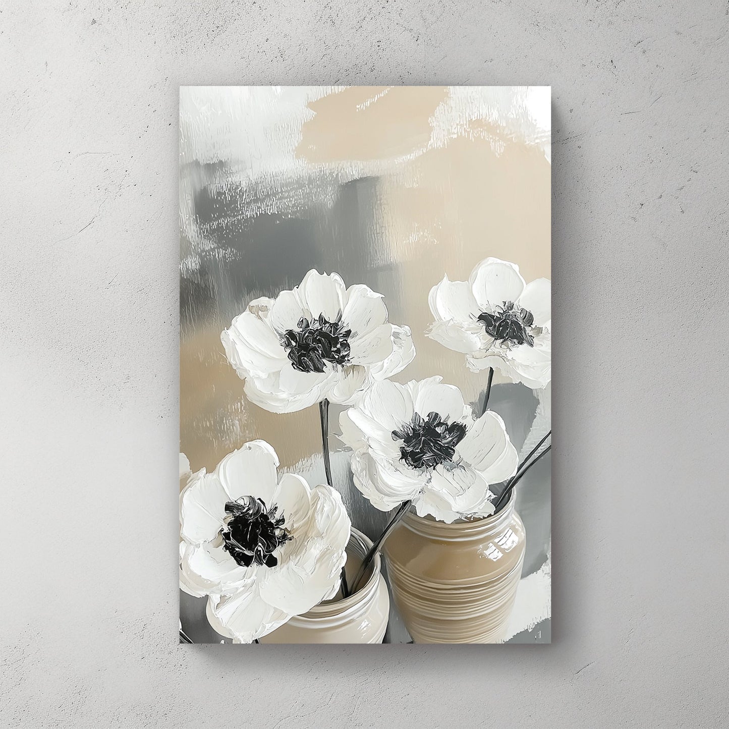 ivory flower bouquet wall art with neutral background