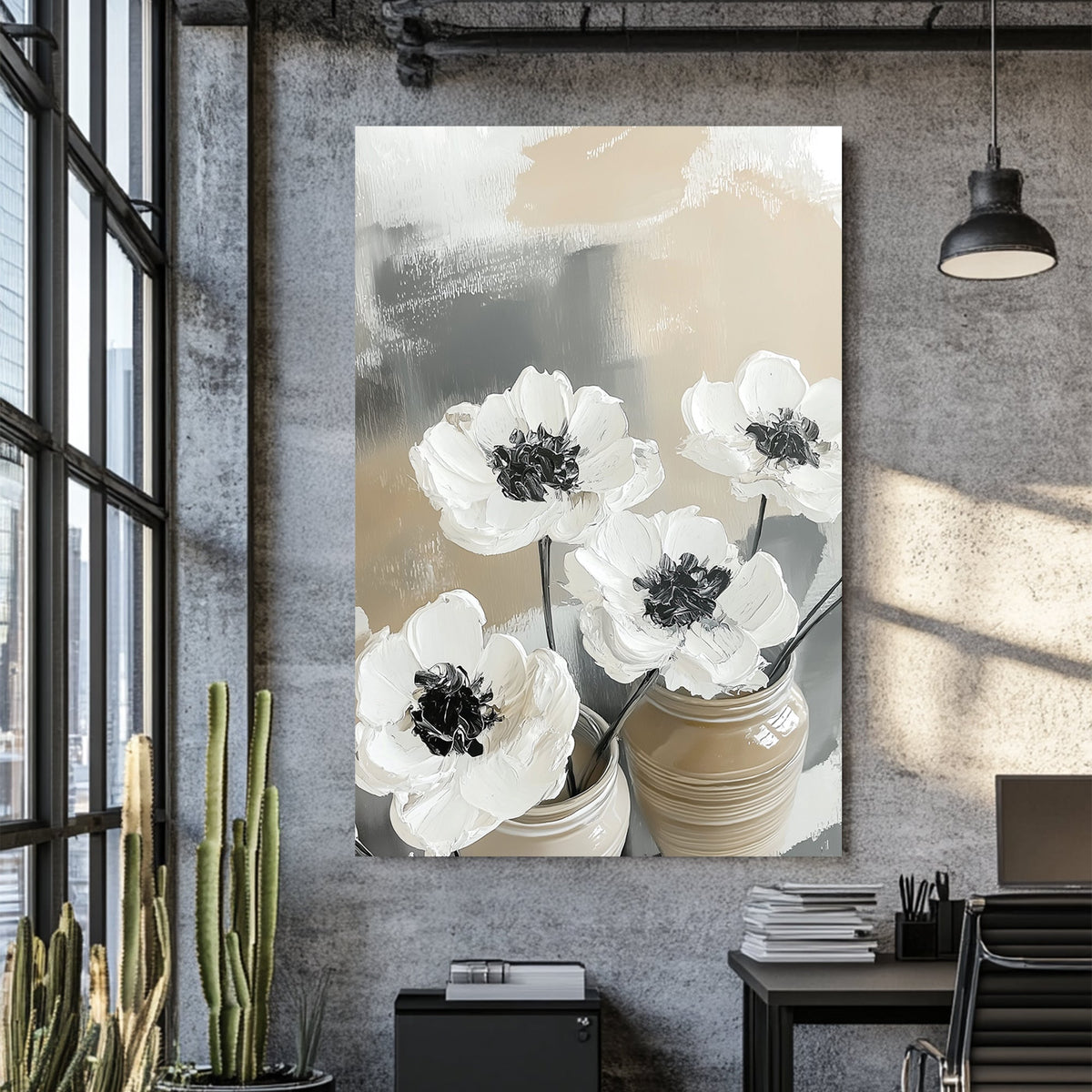 ivory flower bouquet wall art with neutral background