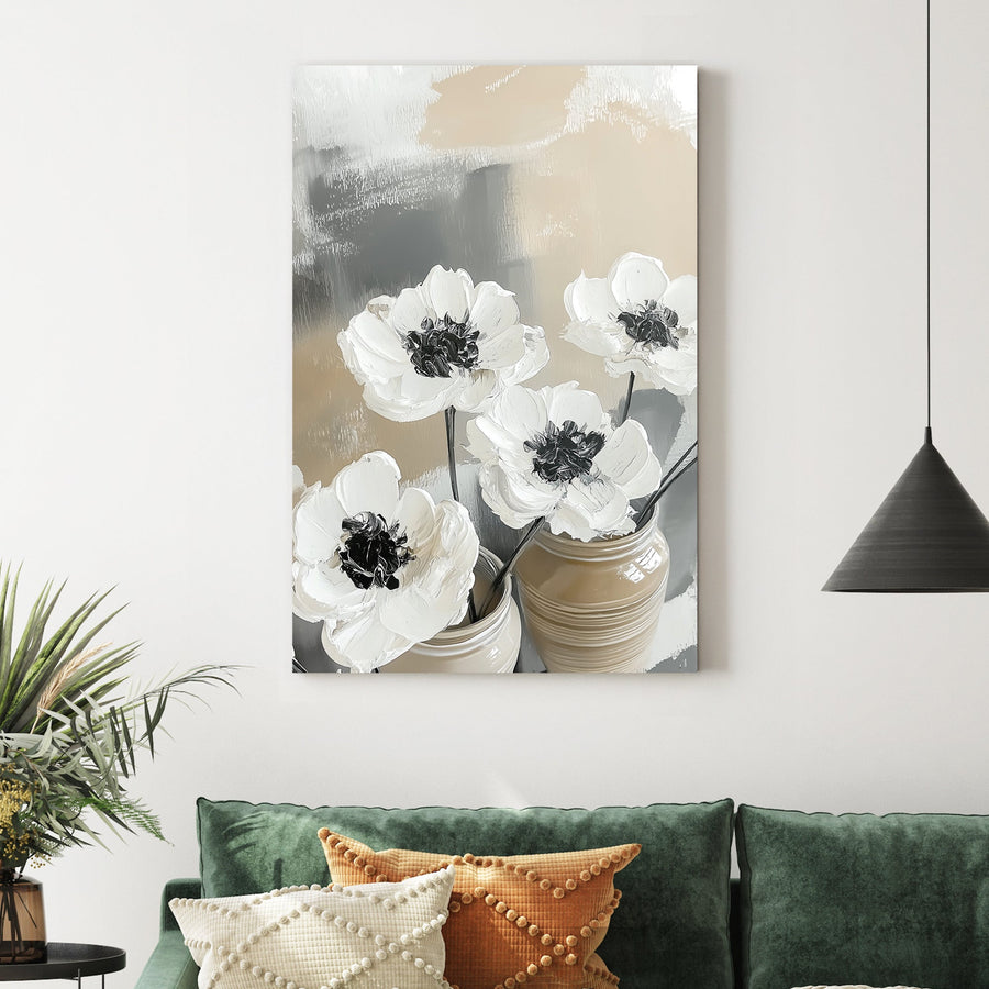ivory flower bouquet wall art with neutral background