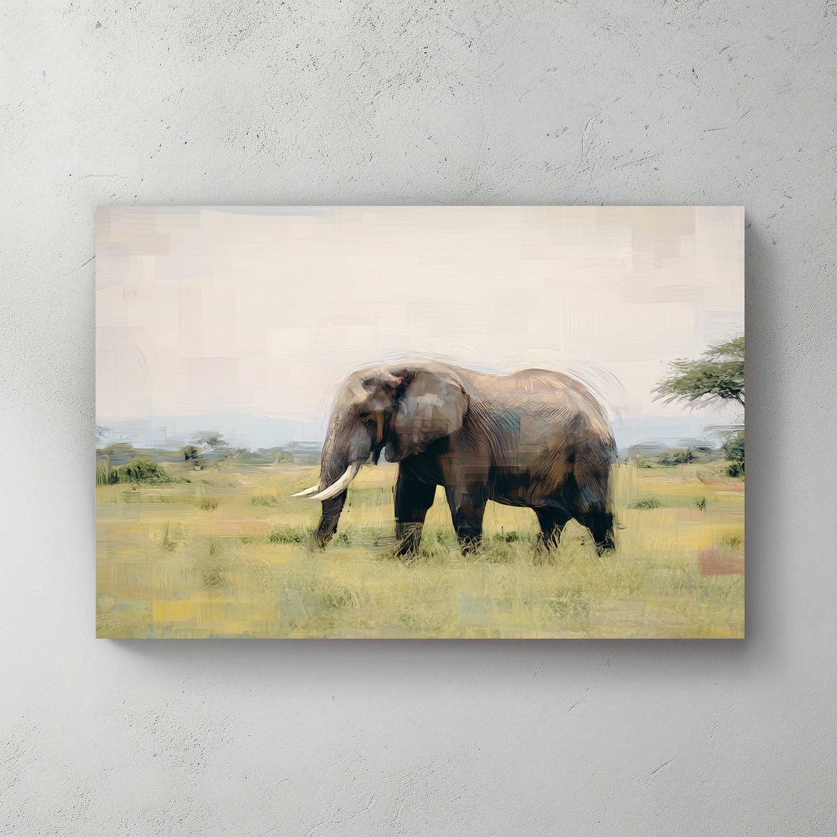 elephant in savannah landscape wall art