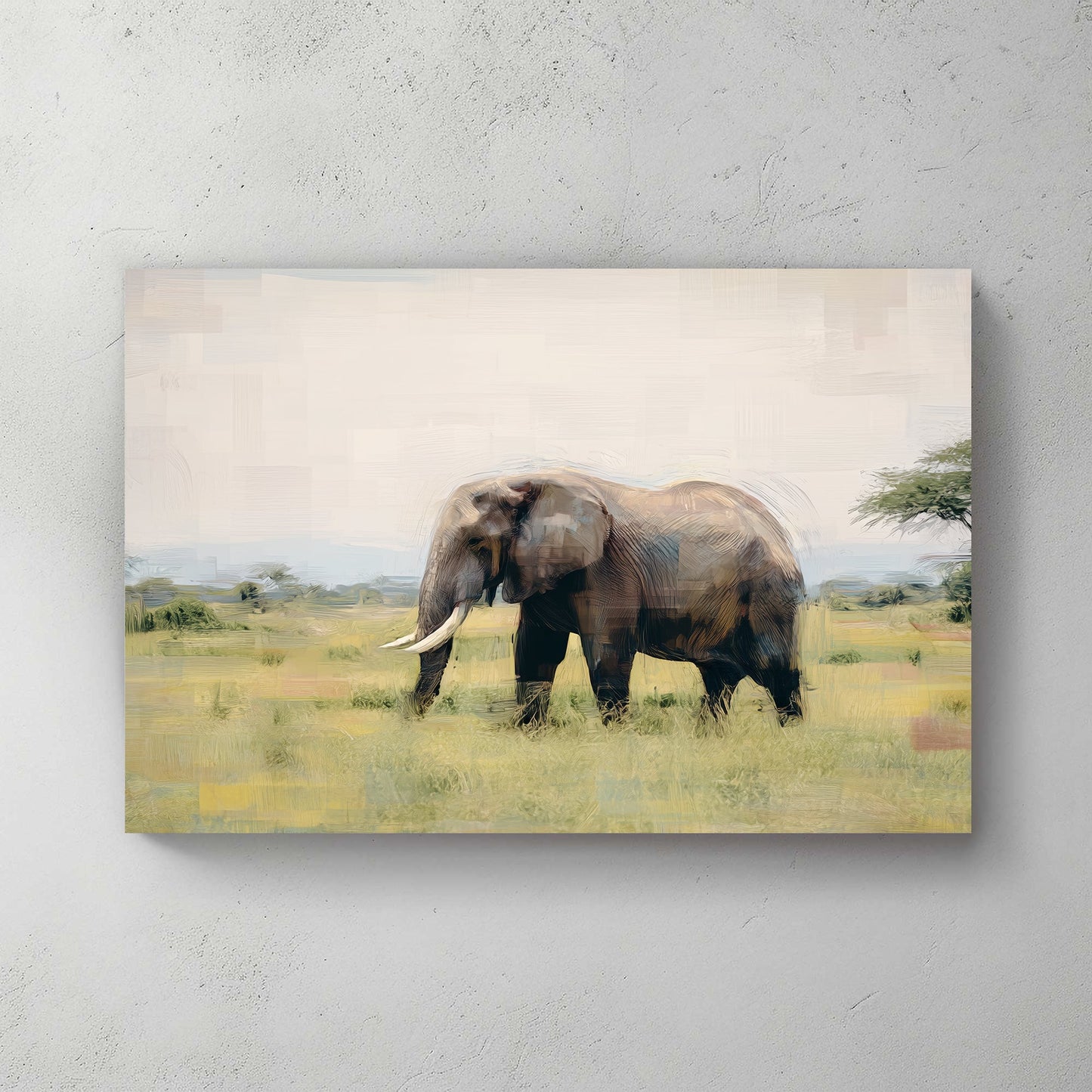 elephant in savannah landscape wall art