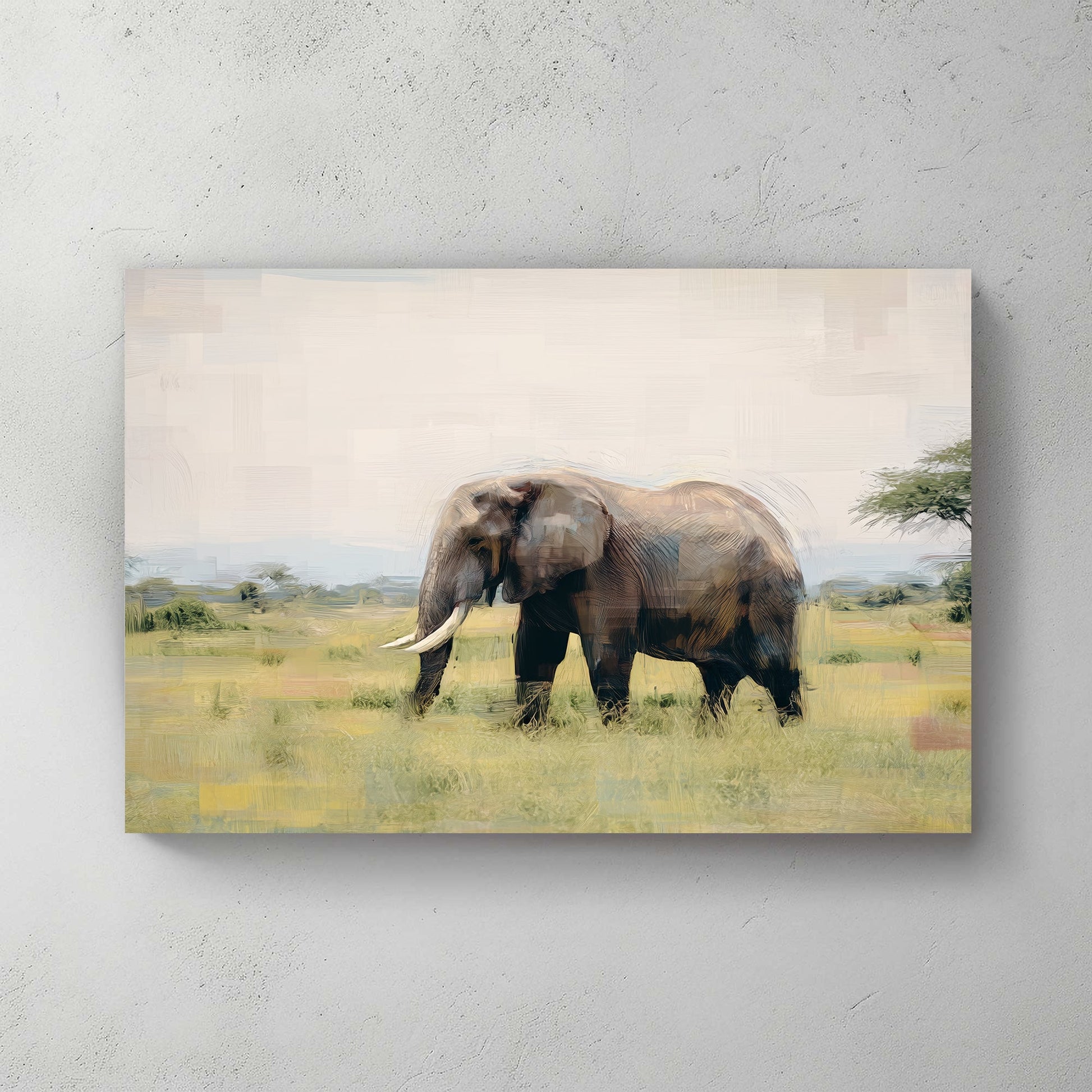 elephant in savannah landscape wall art