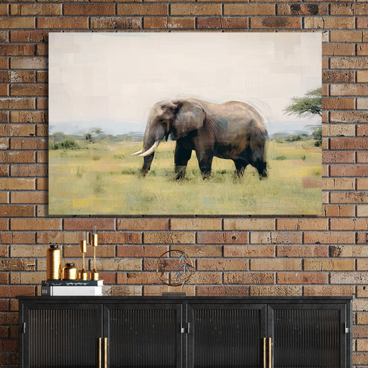 elephant in savannah landscape wall art