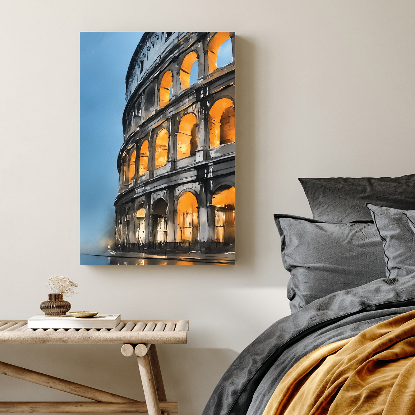 illuminated Colosseum at dusk wall art