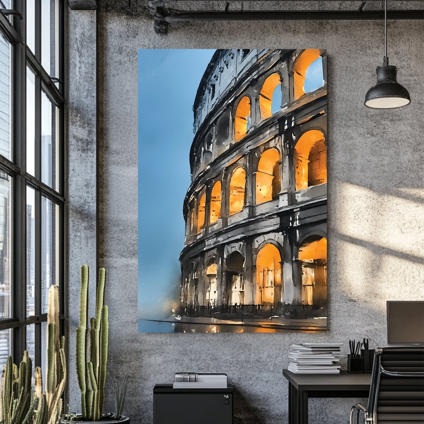 illuminated Colosseum at dusk wall art