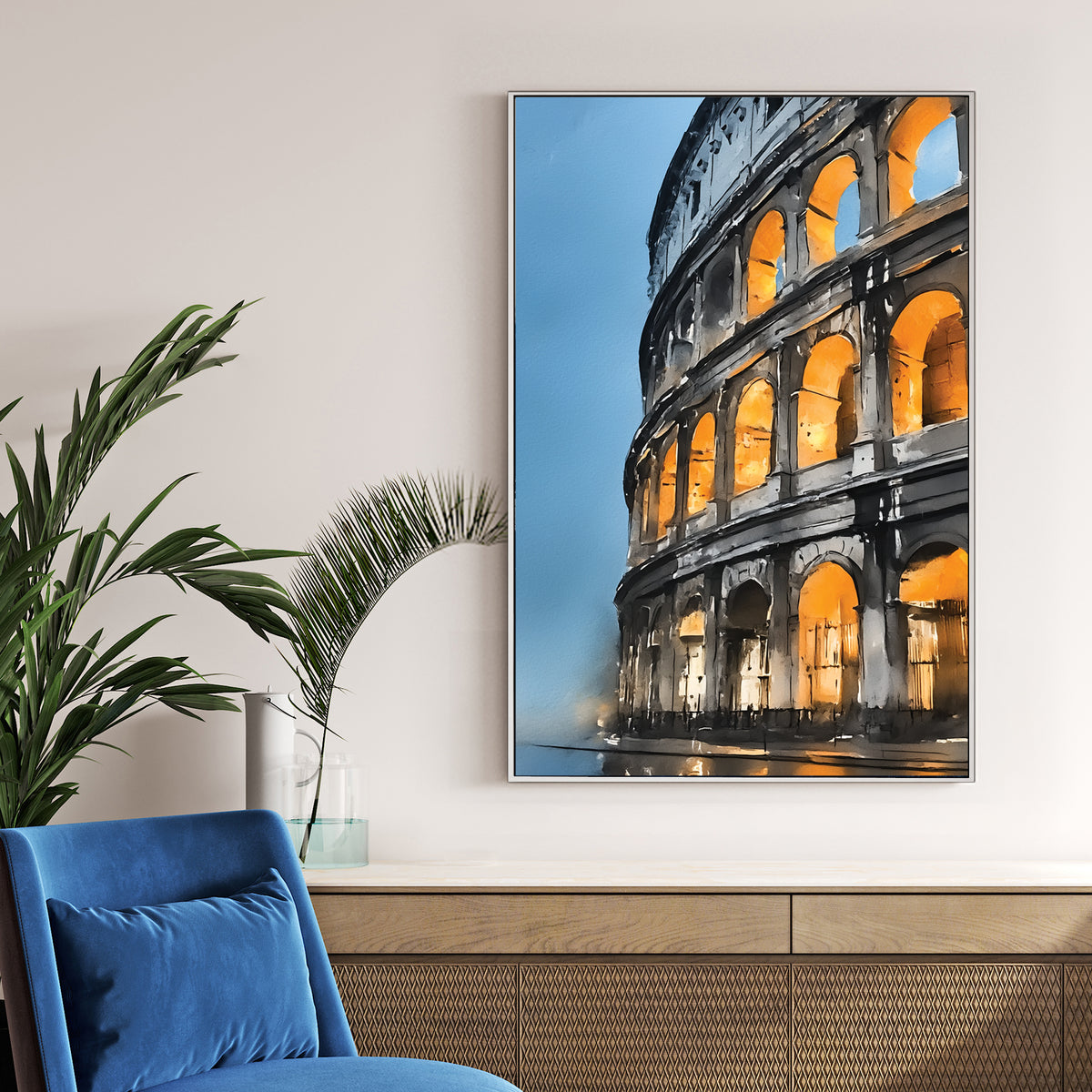 illuminated Colosseum at dusk wall art