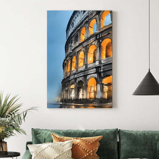 illuminated Colosseum at dusk wall art