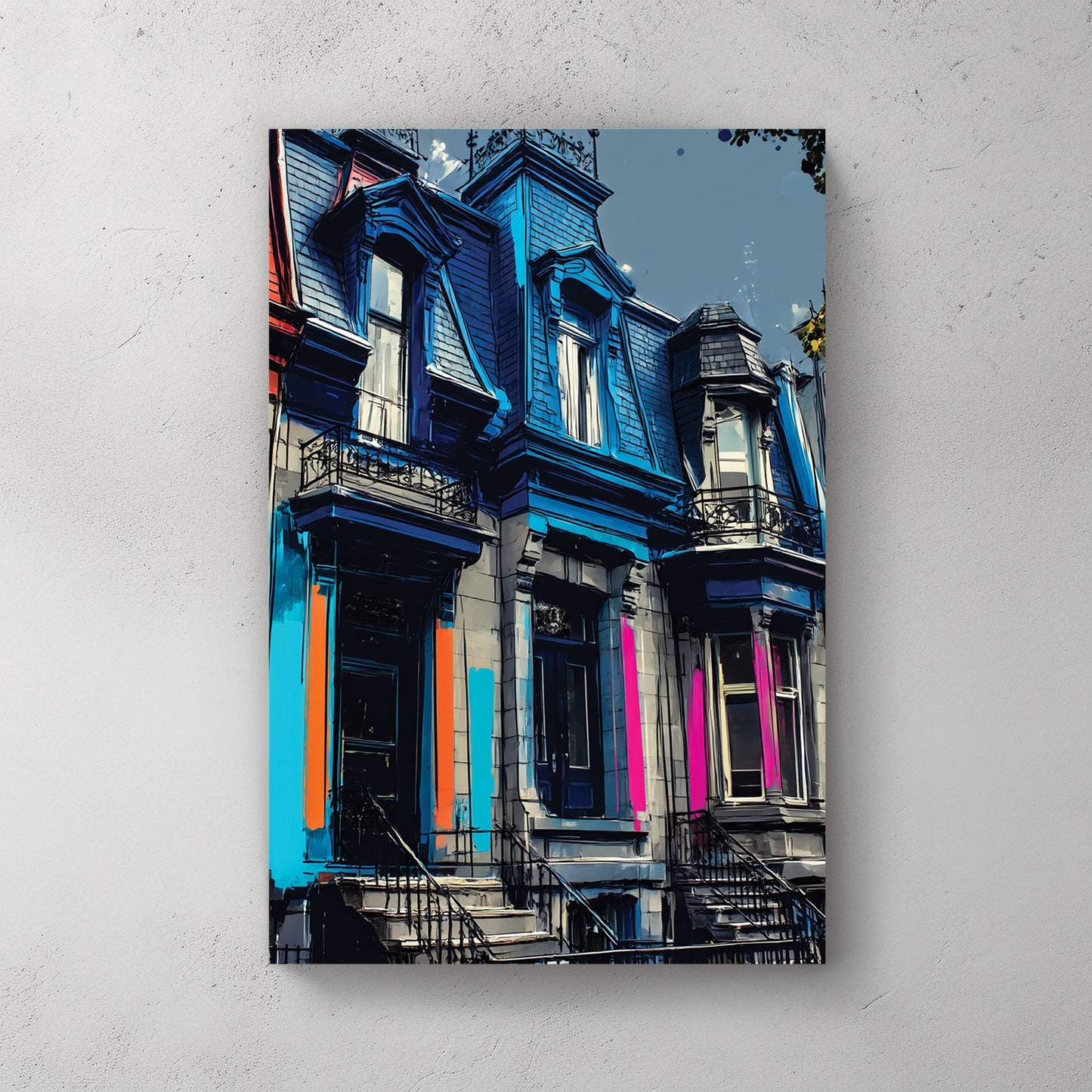 colourful Montreal houses wall art
