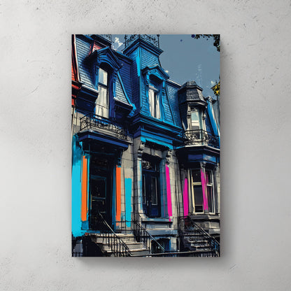 colourful Montreal houses wall art