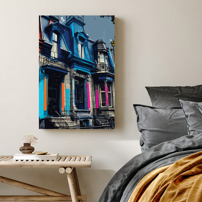 colourful Montreal houses wall art