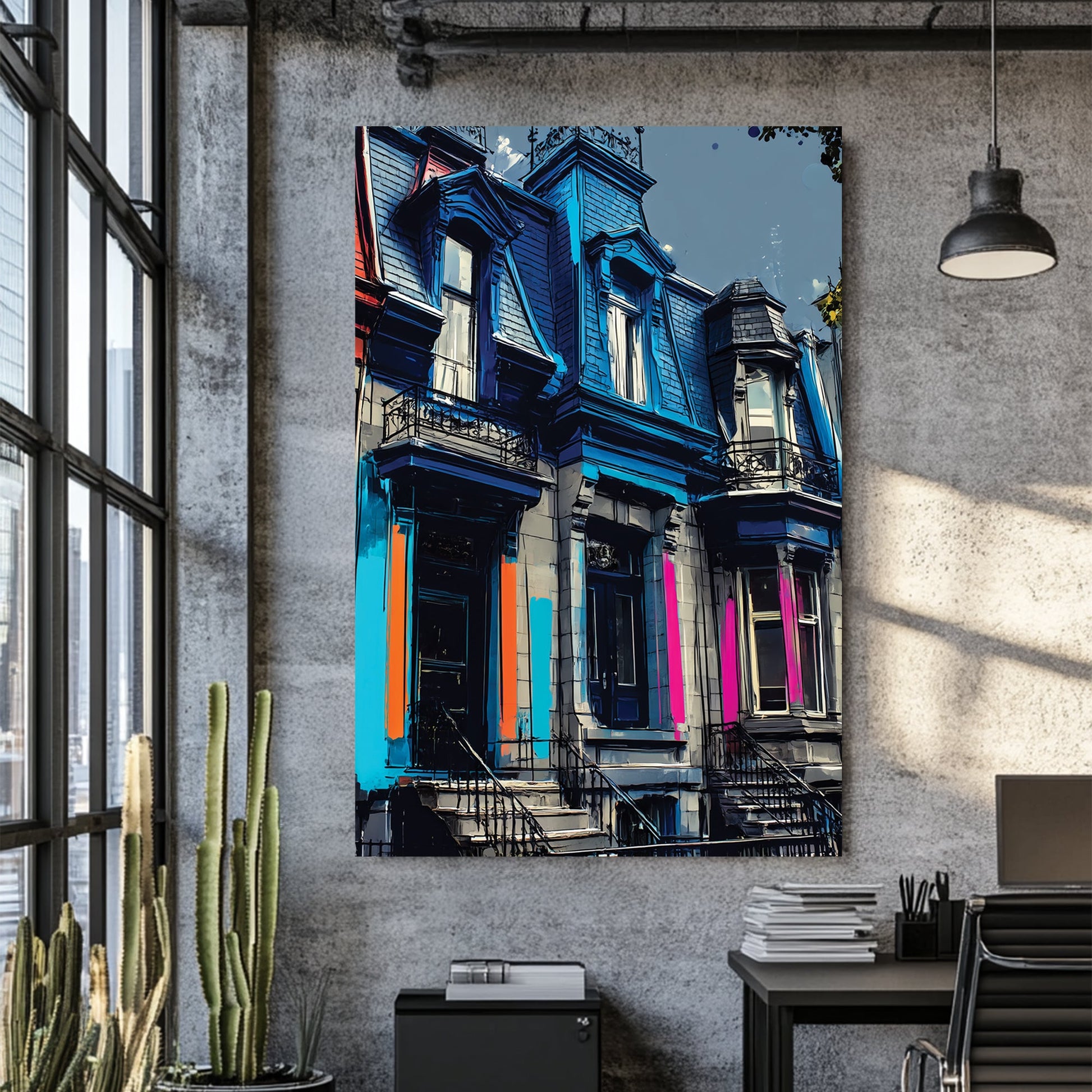 colourful Montreal houses wall art