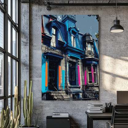 colourful Montreal houses wall art