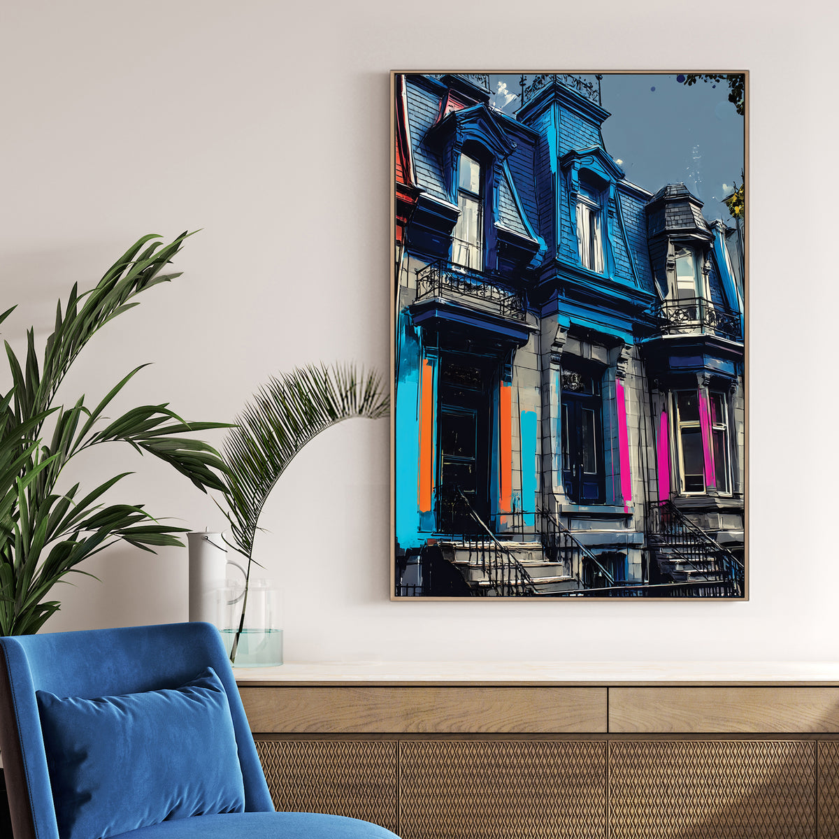 colourful Montreal houses wall art