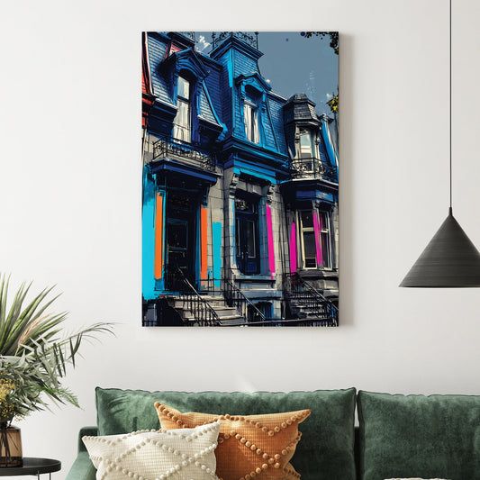 colourful Montreal houses wall art