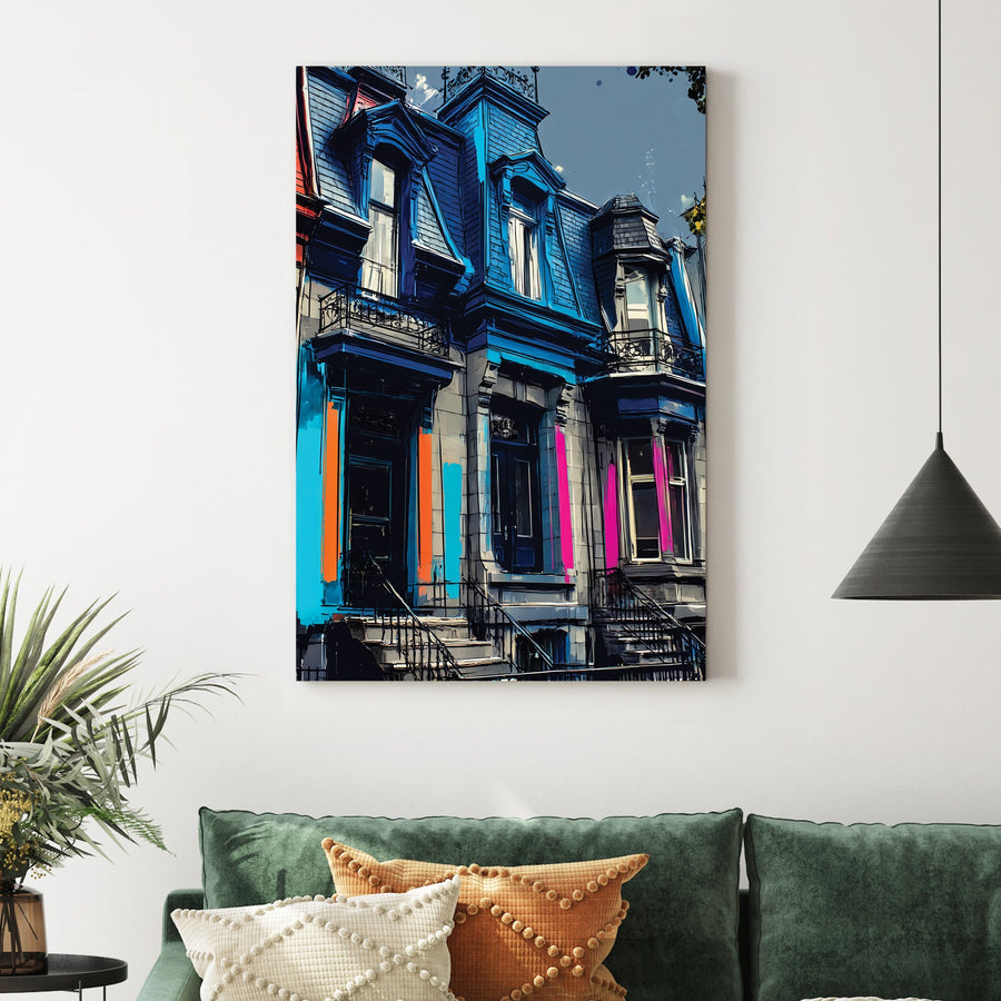 colourful Montreal houses wall art