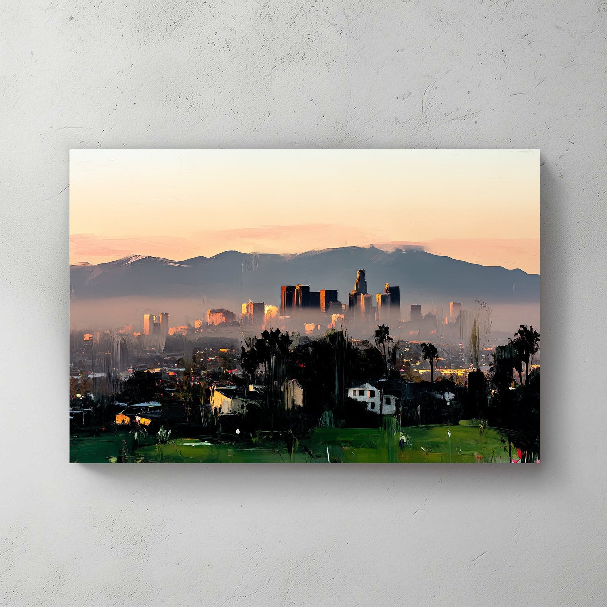 los angeles skyline sunset wall art