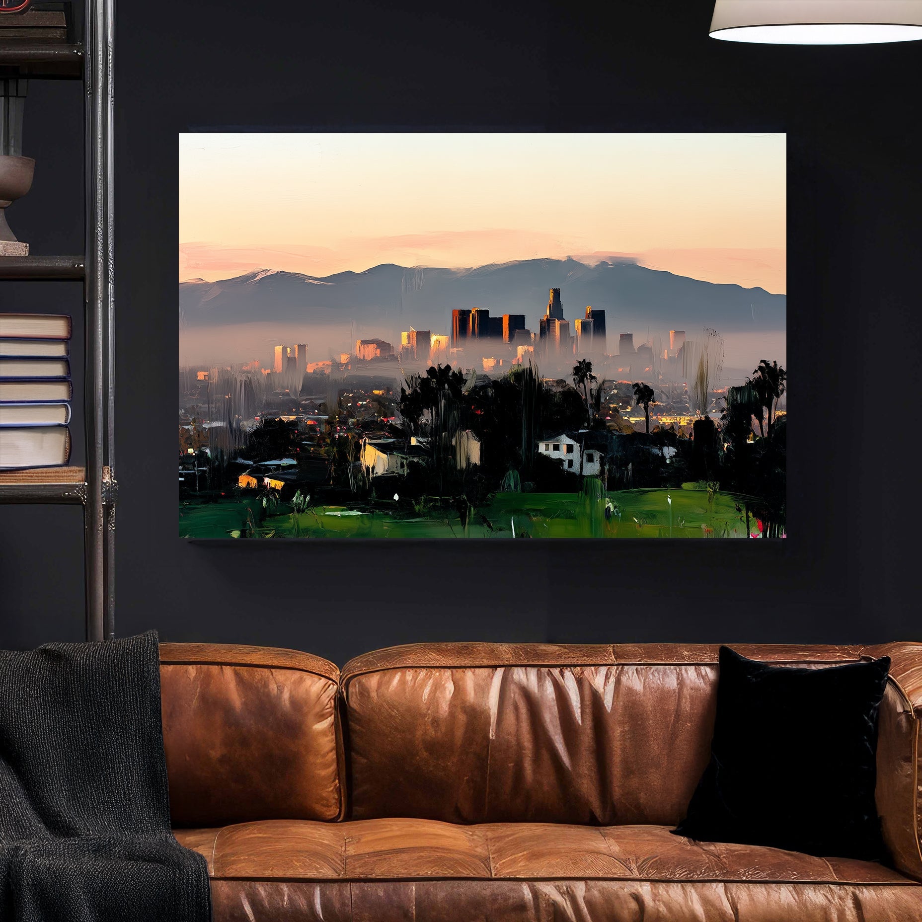 los angeles skyline sunset wall art