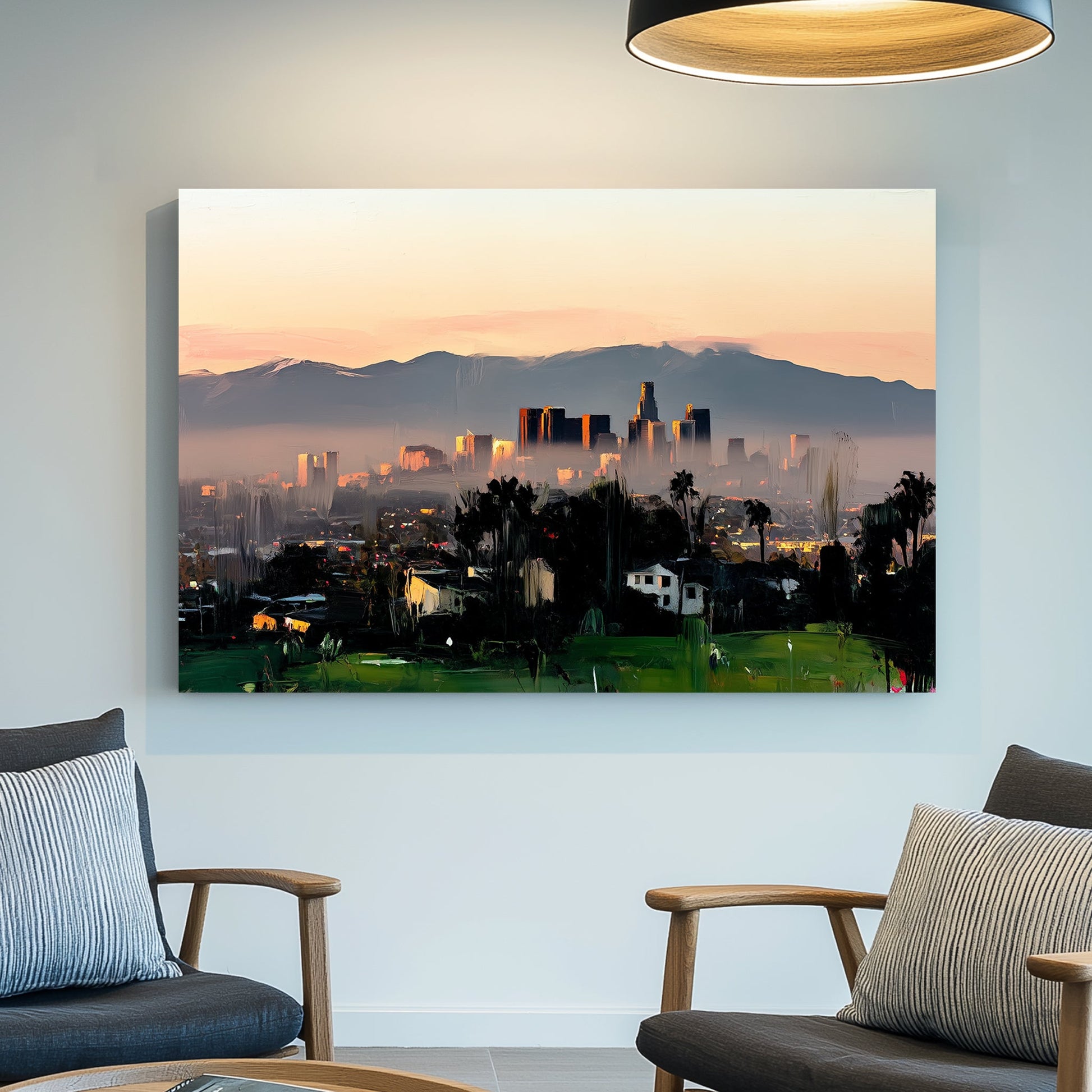 los angeles skyline sunset wall art