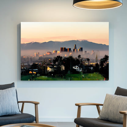 los angeles skyline sunset wall art