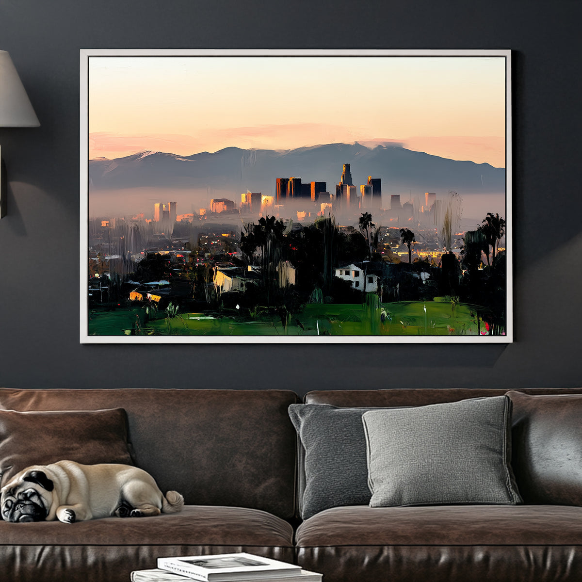 los angeles skyline sunset wall art