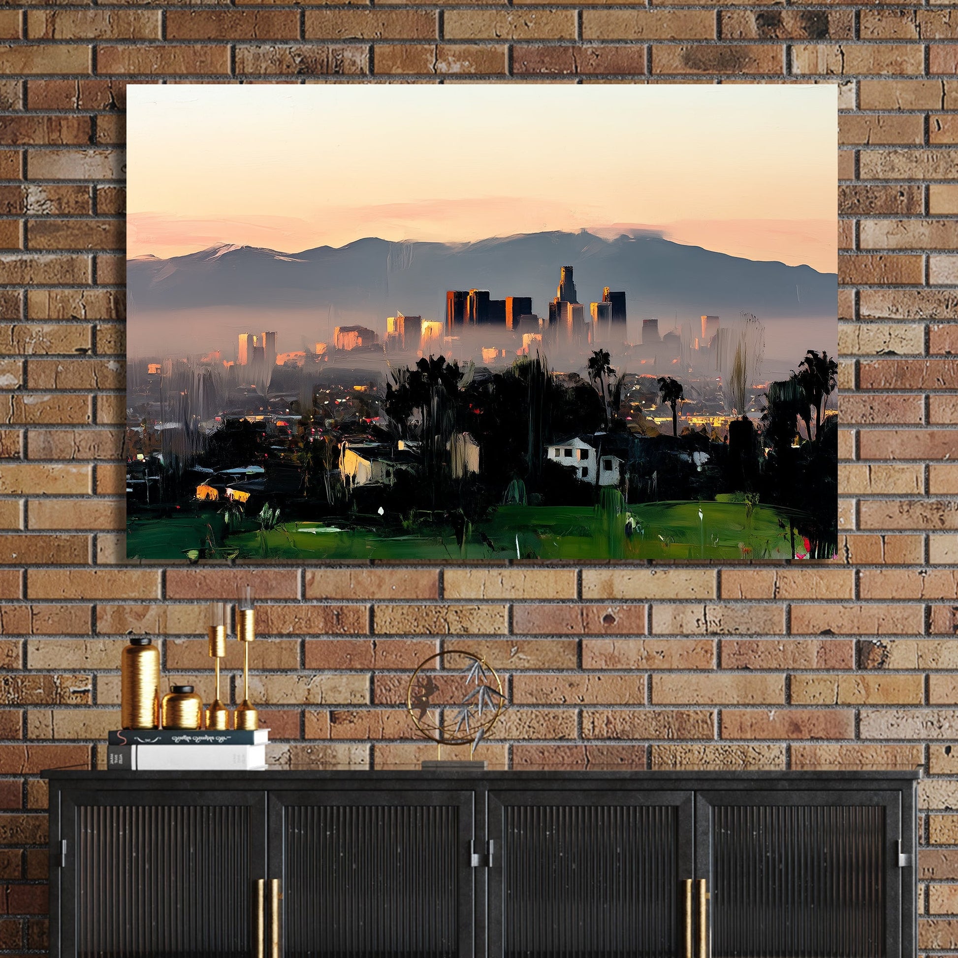 los angeles skyline sunset wall art