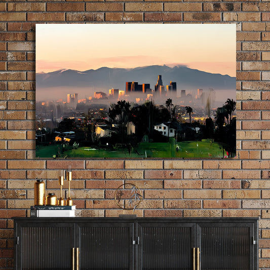 los angeles skyline sunset wall art