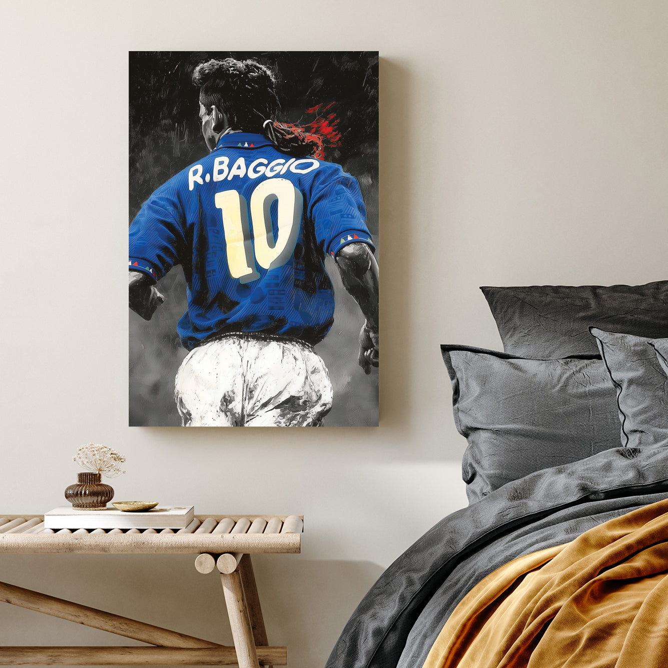 Roberto Baggio Italy soccer wall art