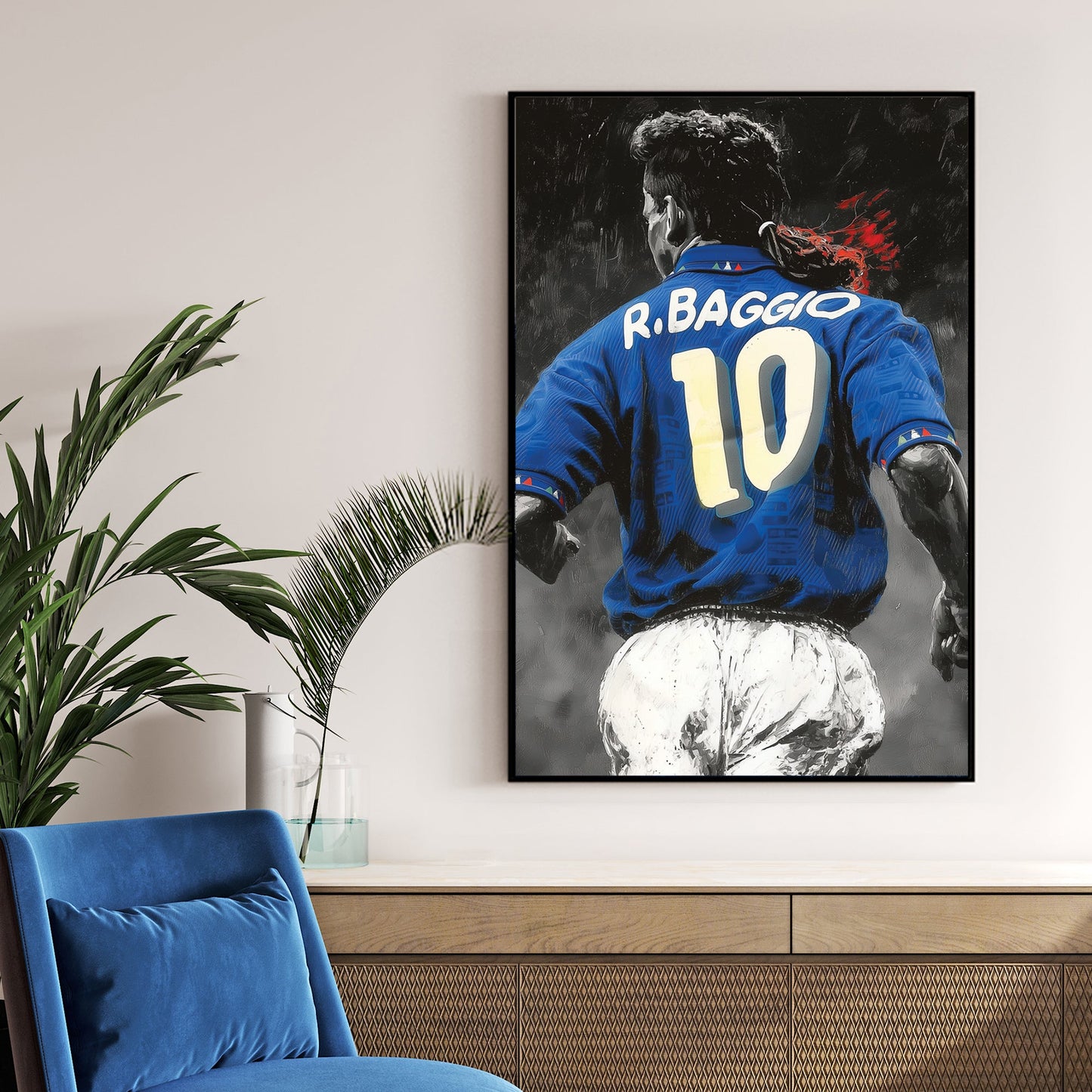 Roberto Baggio Italy soccer wall art