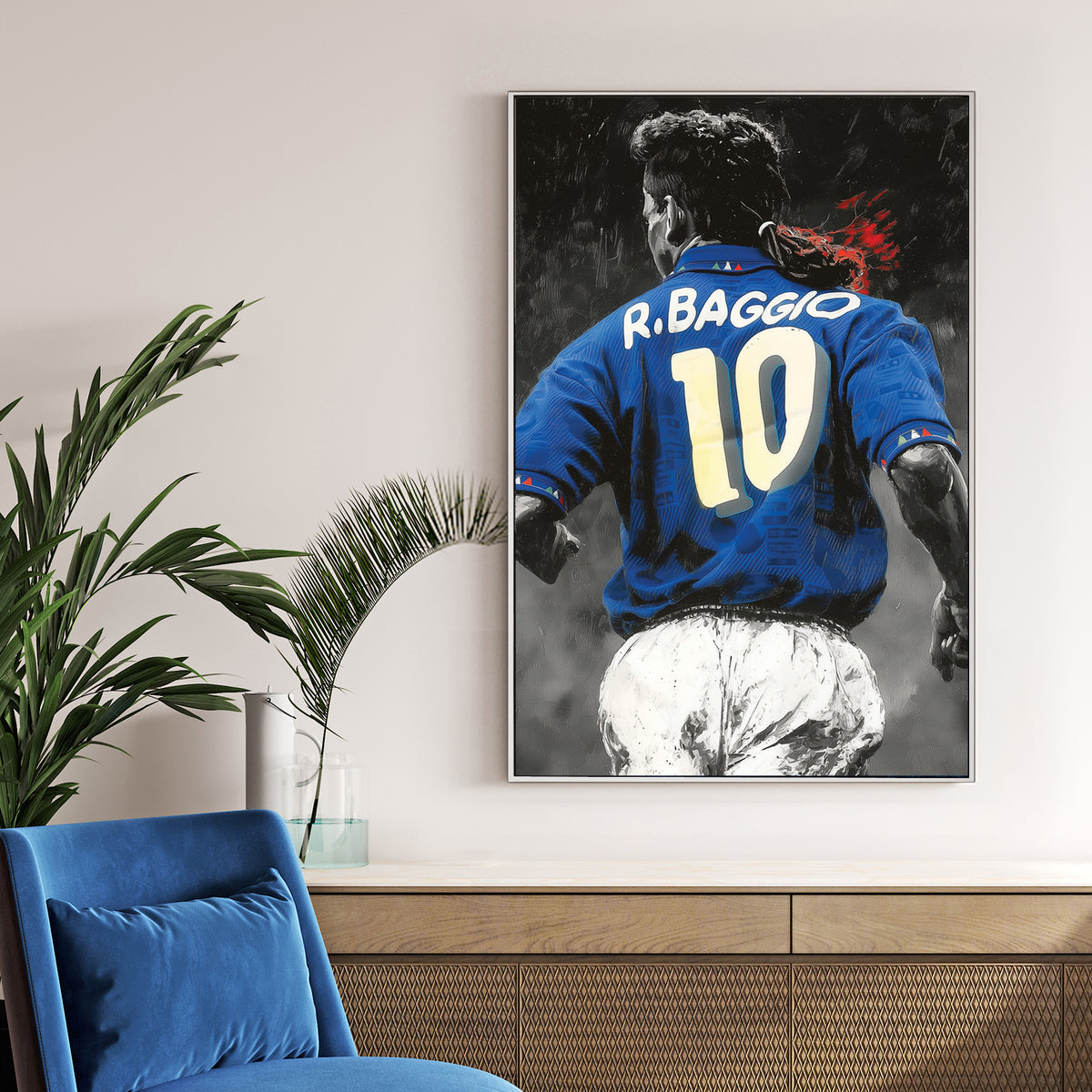 Roberto Baggio Italy soccer wall art