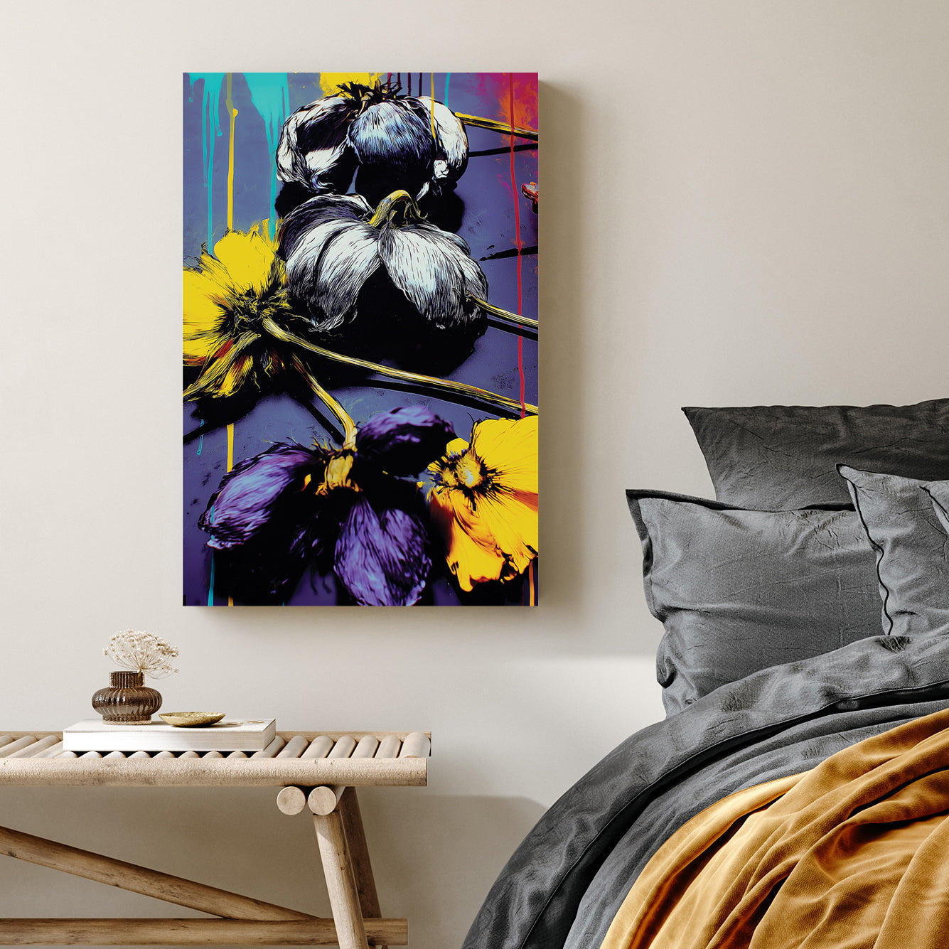 eon flowers graffiti wall art