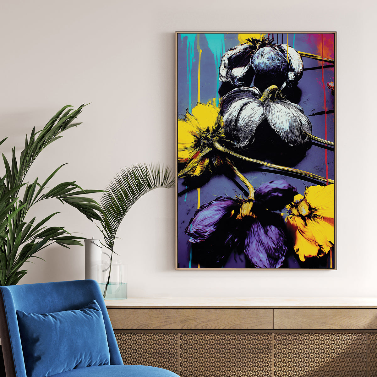 eon flowers graffiti wall art