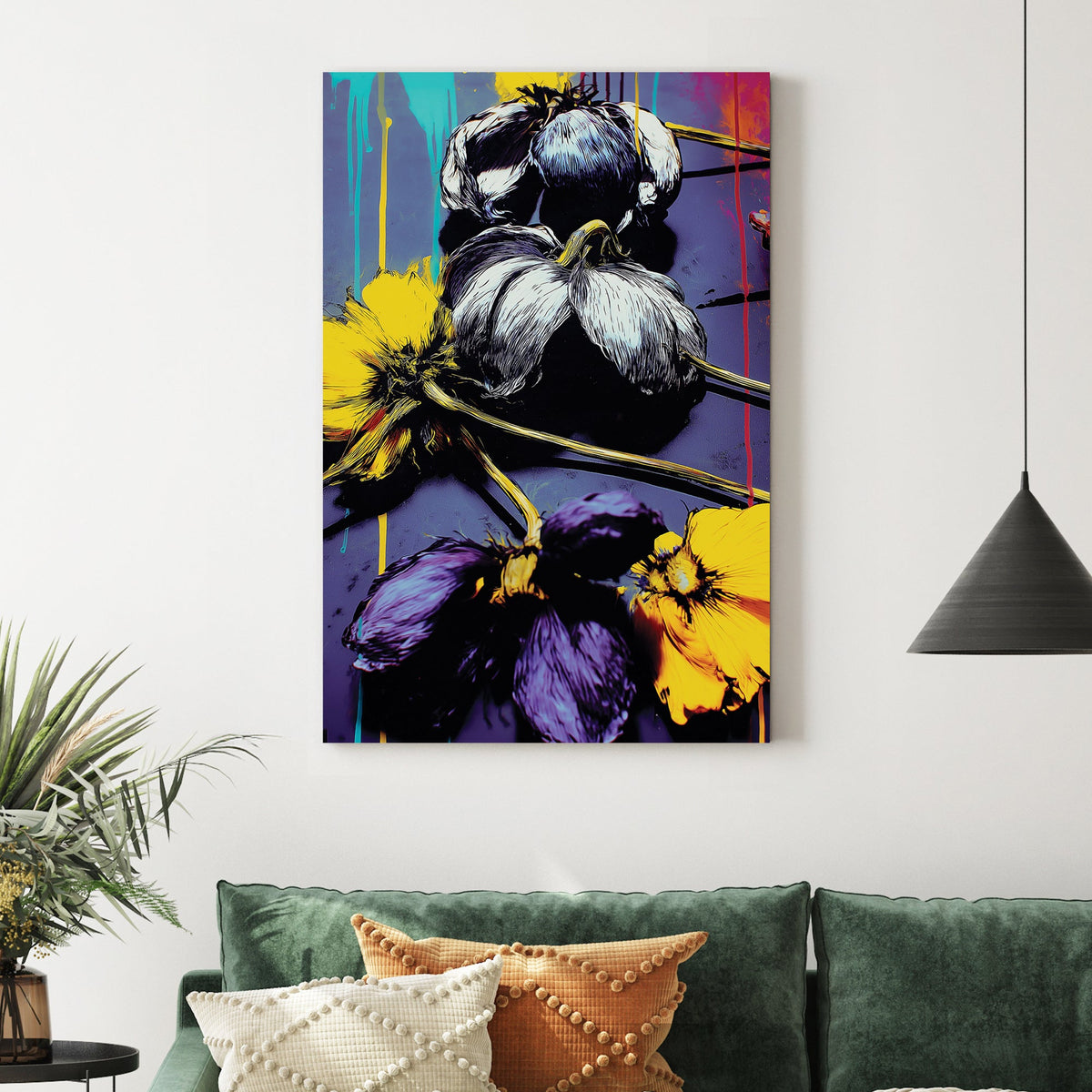 eon flowers graffiti wall art