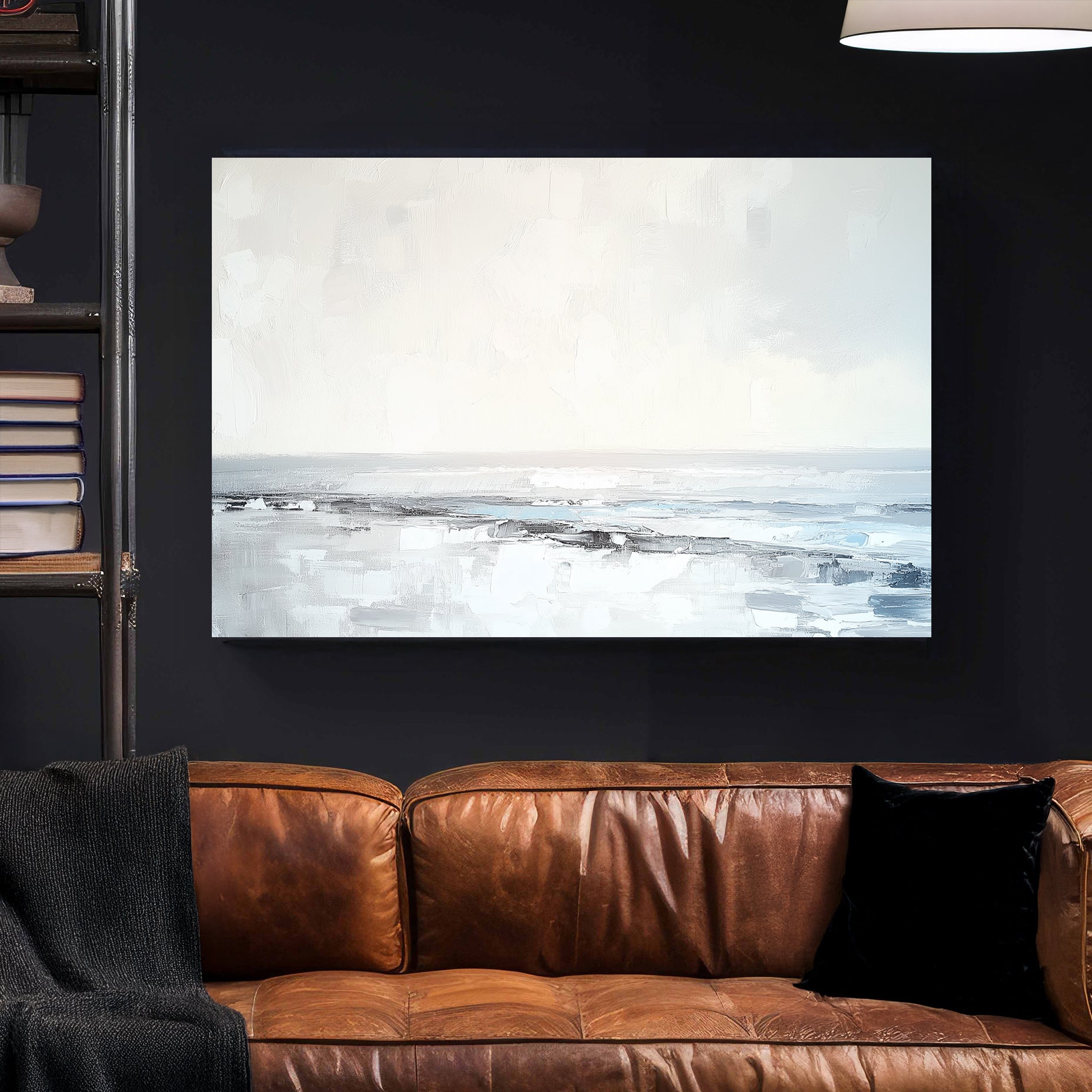 minimalist shoreline painting wall art