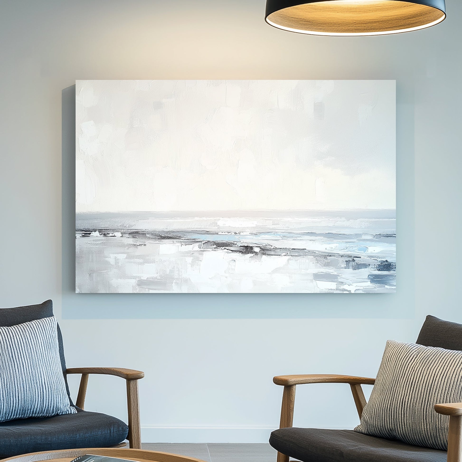 minimalist shoreline painting wall art