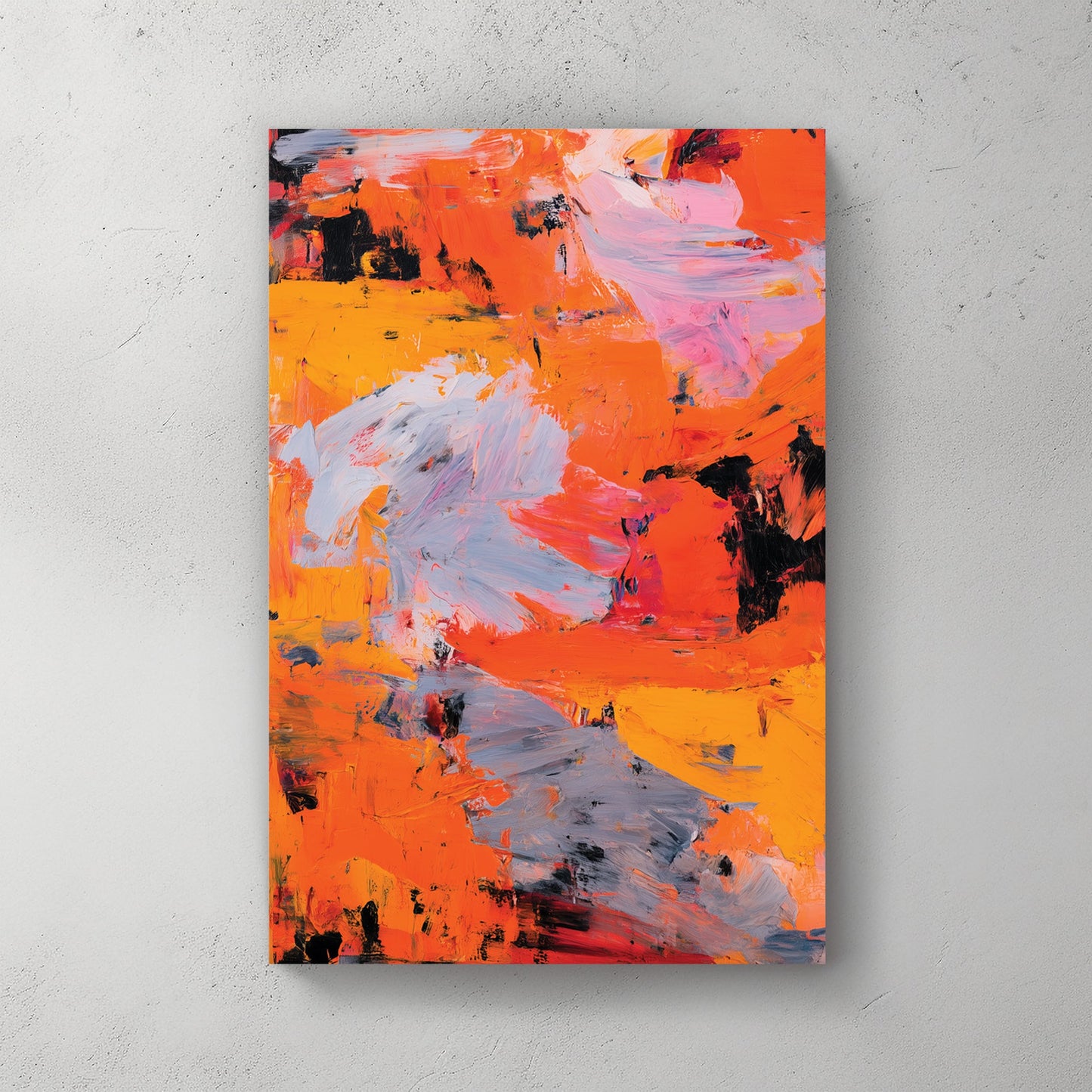 vibrant abstract orange grey wall art