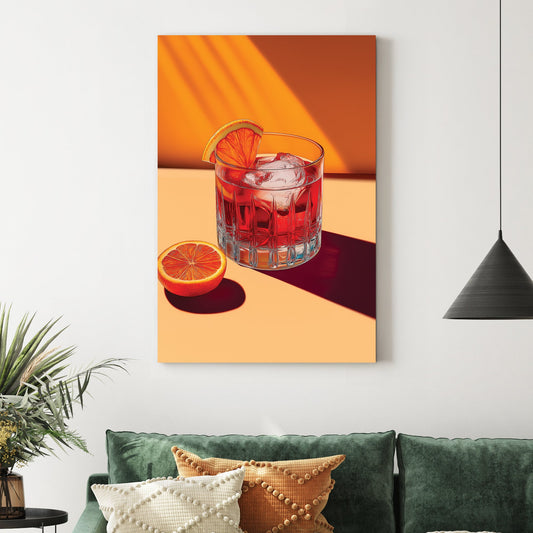 negroni cocktail with orange slice wall art