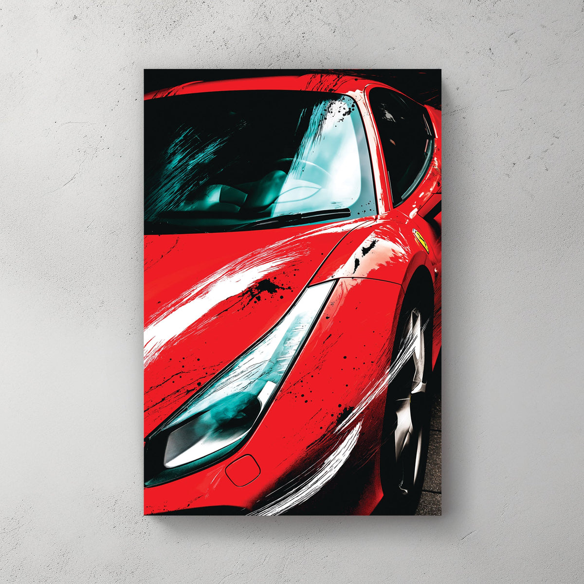 red Ferrari sports car wall art