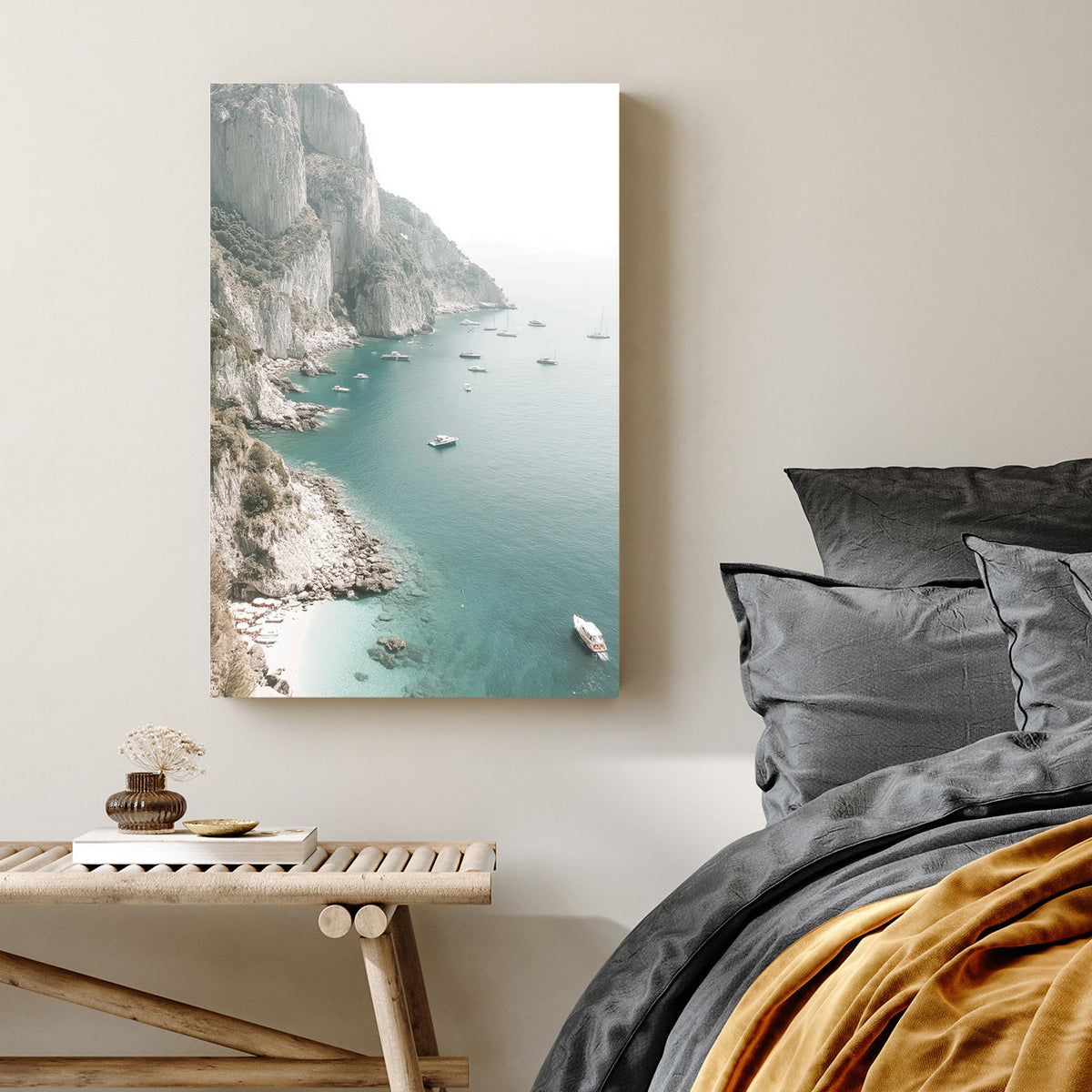 Capri coastline and boats wall art