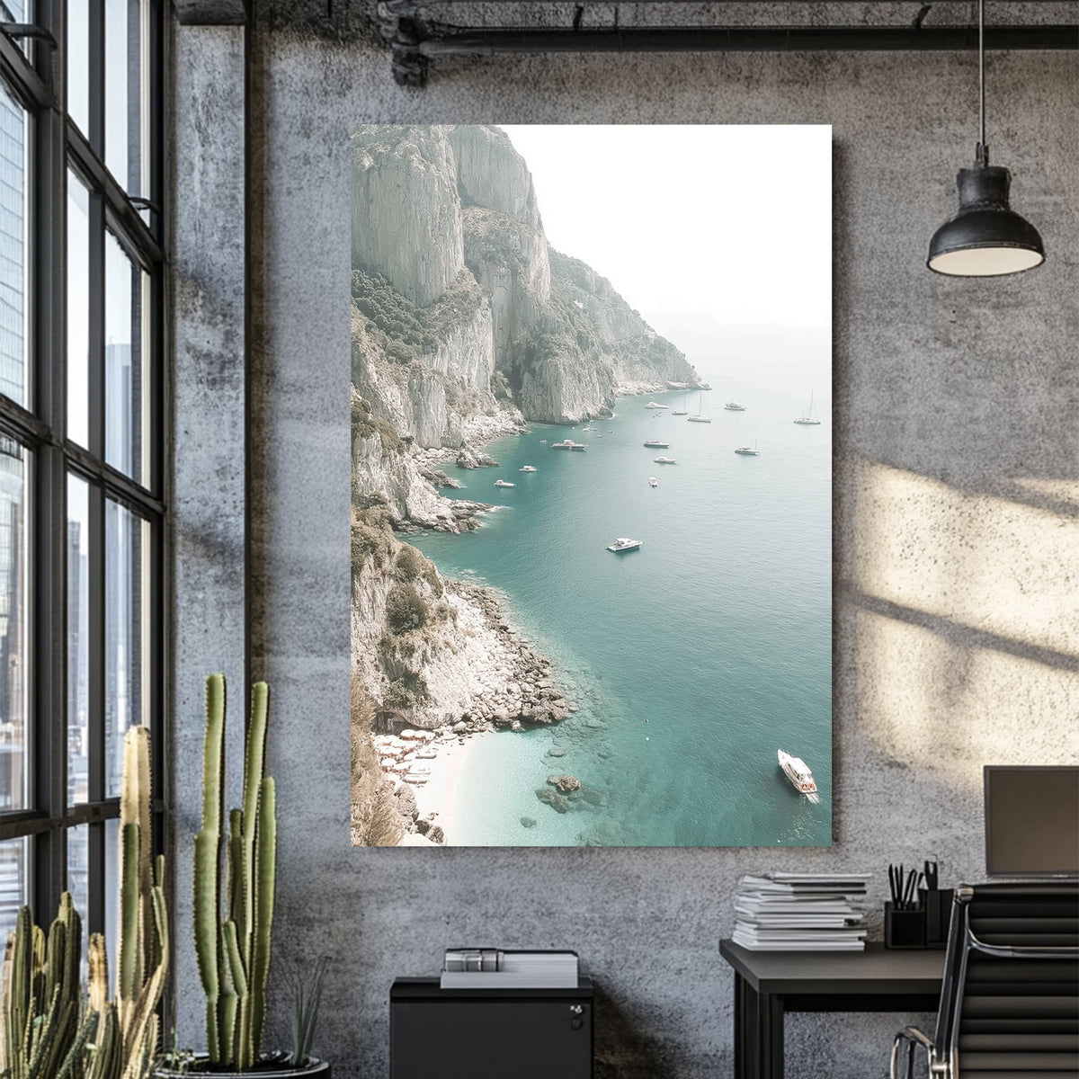 Capri coastline and boats wall art