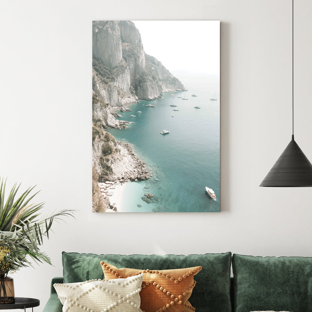 Capri coastline and boats wall art