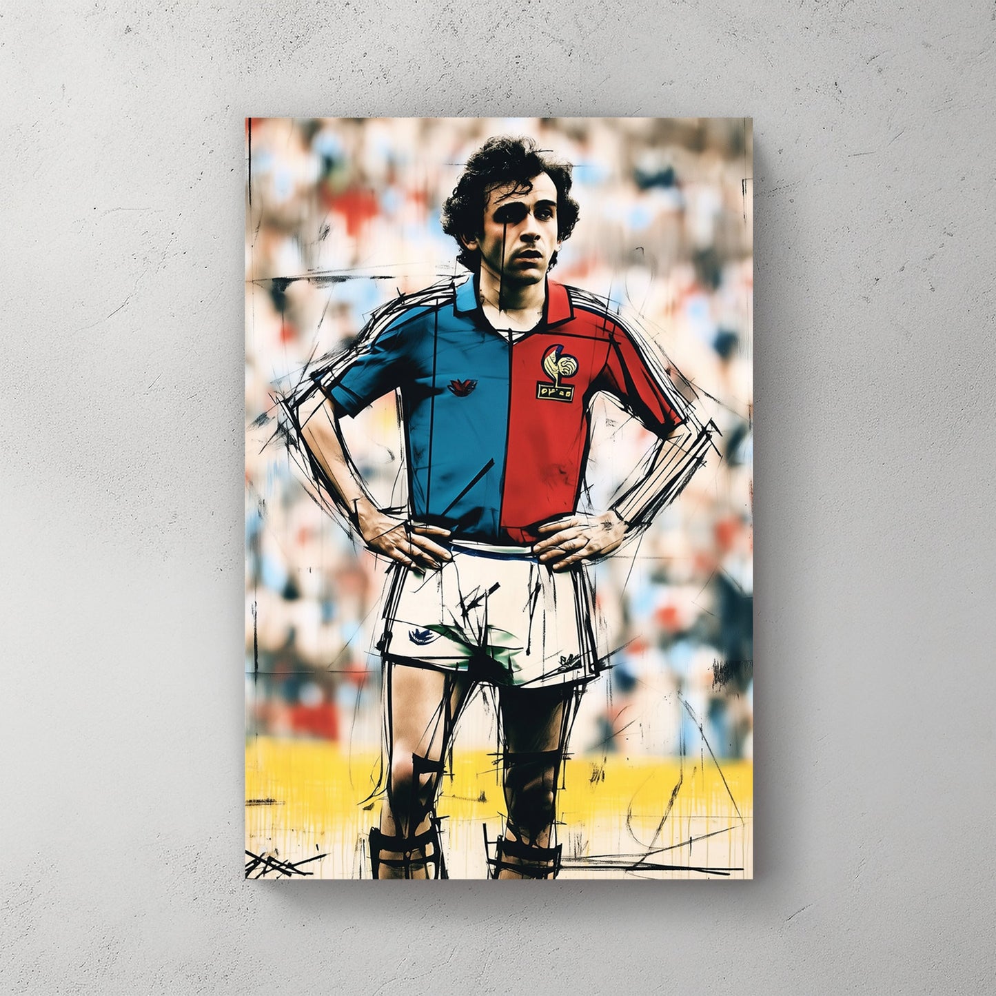 vintage football legend Michelle Platini sketch wall art