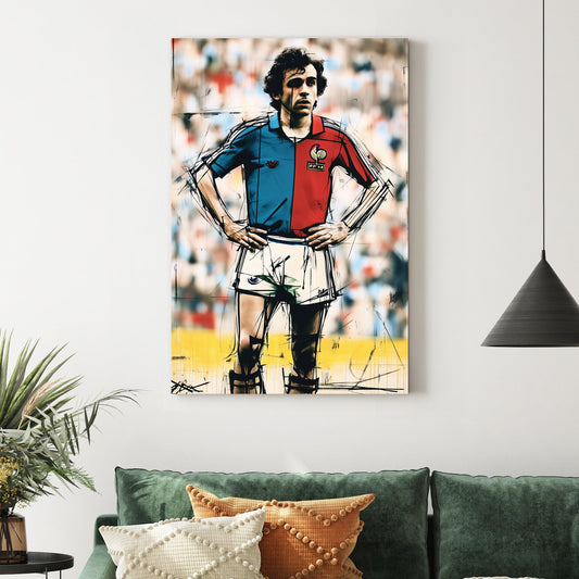 vintage football legend Michelle Platini sketch wall art