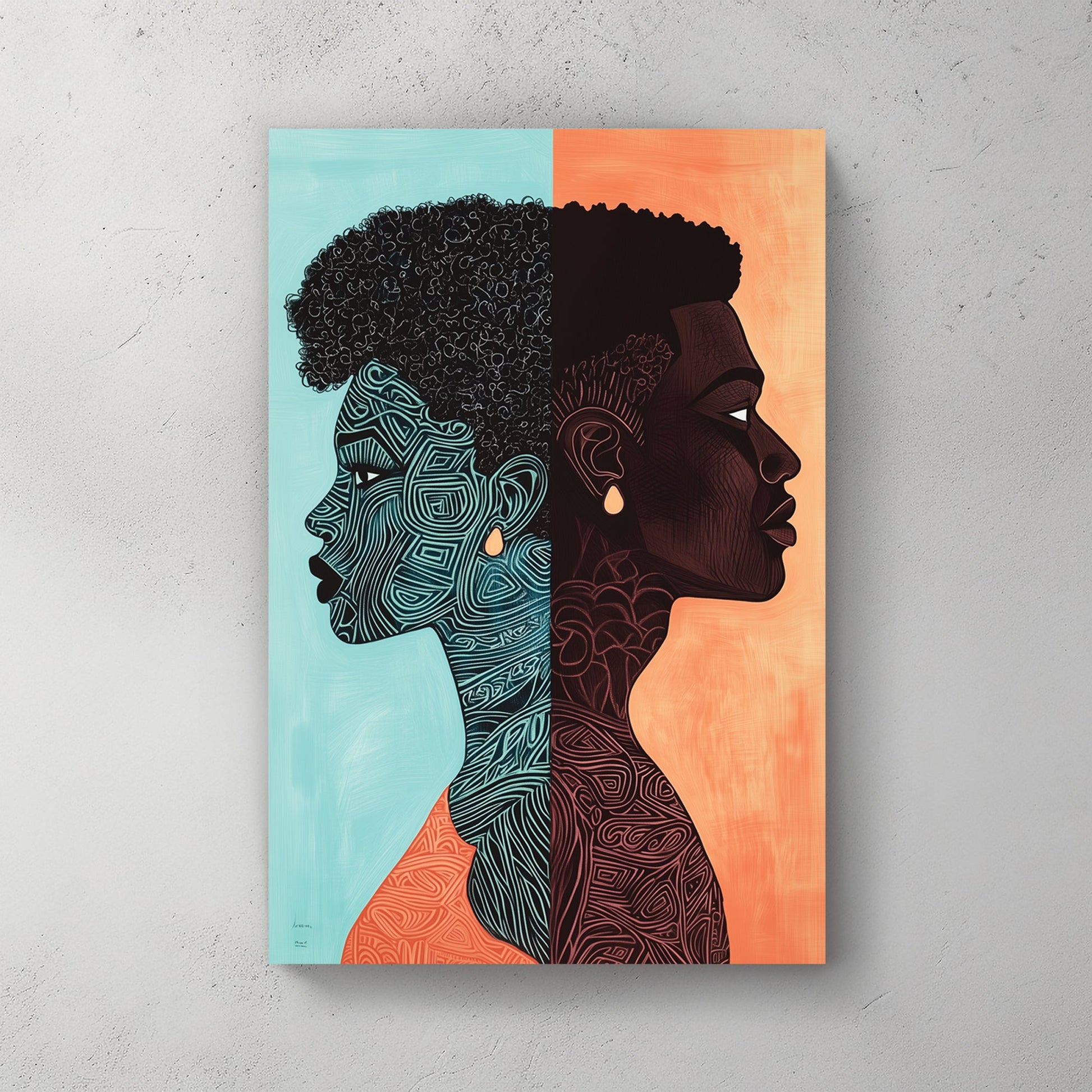 abstract couple silhouette wall art