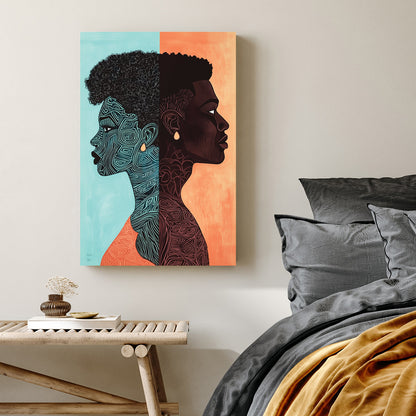 abstract couple silhouette wall art
