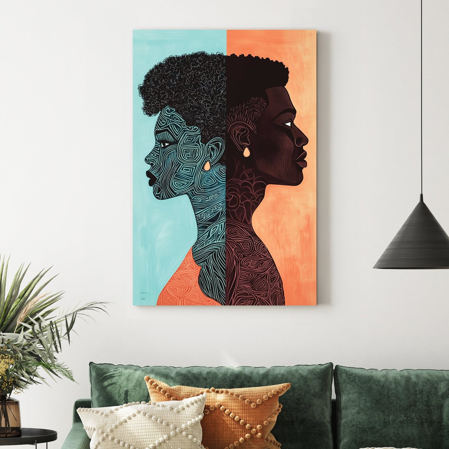 abstract couple silhouette wall art