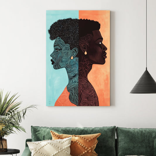 abstract couple silhouette wall art