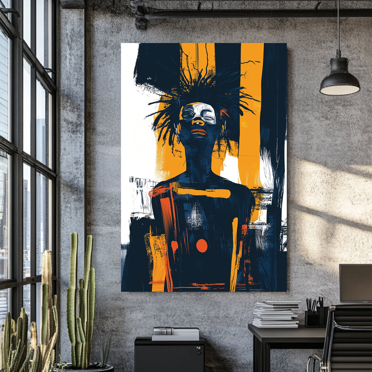 abstract portrait graffiti wall art
