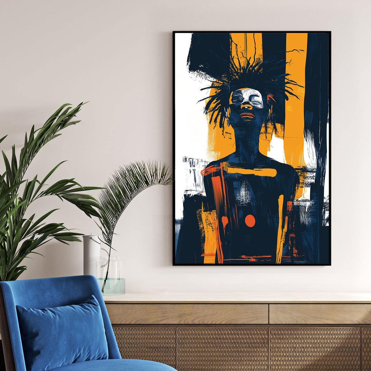 abstract portrait graffiti wall art